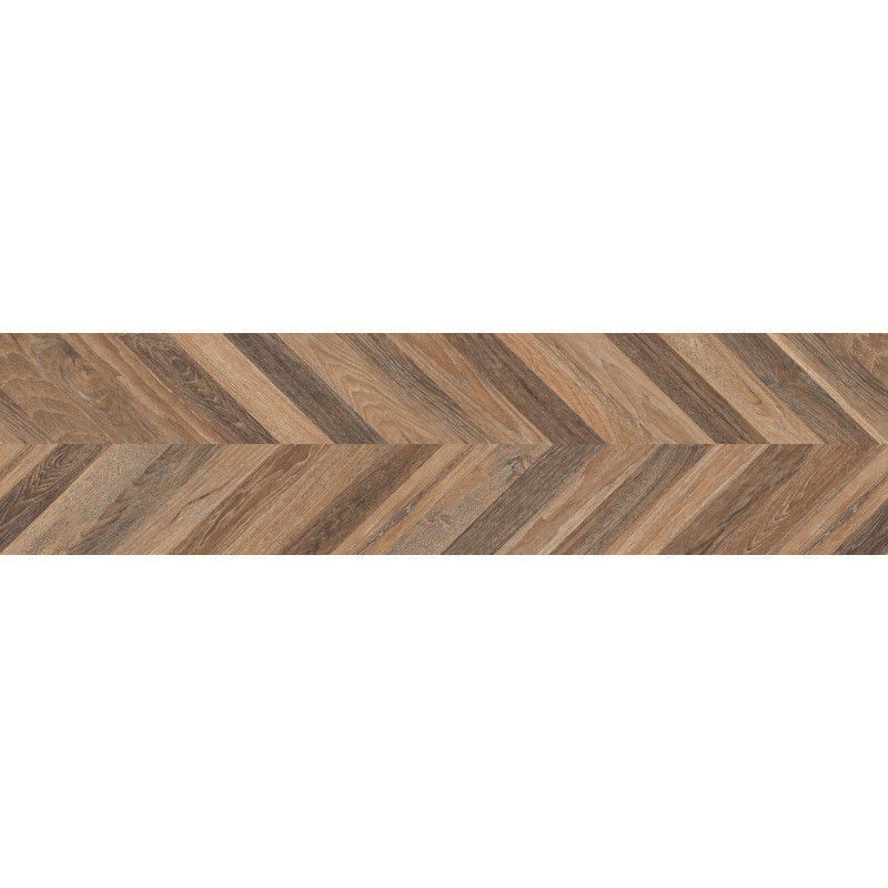 Mexen Native Brown glazed rectified G1 gres, wood-like floor and wall tile 120 x 30 cm, carving - TL704-120-030-01