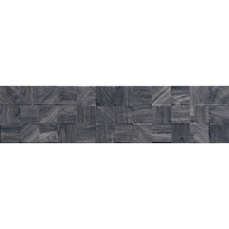 Mexen Riga Lyon Black glazed rectified stoneware, wood-like wall tile 120 x 30 cm, matte - TL713-120-030-50