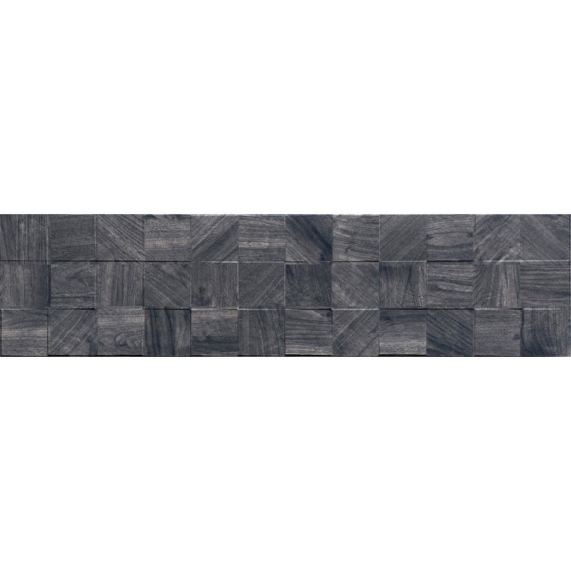 Mexen Riga Lyon Black glazed rectified porcelain tile G1, wood-like floor-wall tile 120 x 30 cm, matte - TL713-120-030-50