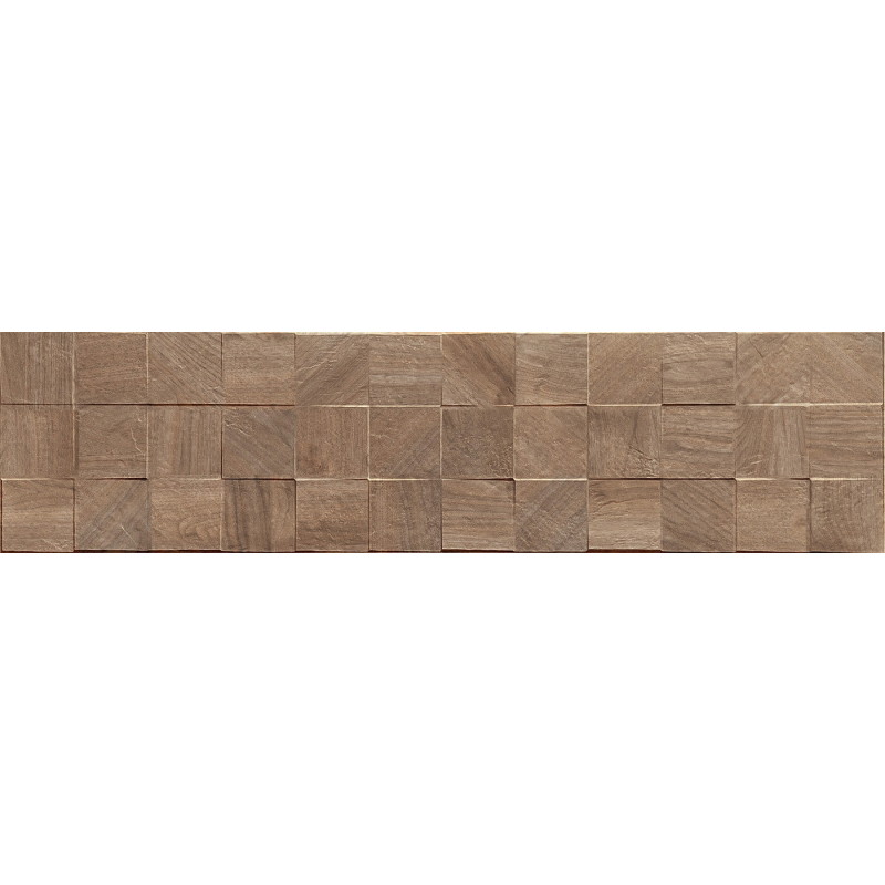 Mexen Riga Lyon Brown glazed stoneware rectified. G1, wall wood-like tile 120 x 30 cm, matte - TL713-120-030-51