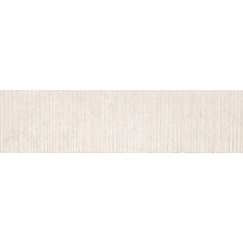 Mexen Flamingo Mayolica Bianco glazed rectified porcelain stoneware, floor and wall tile 120 x 30 cm, carving - TL715-120-030-50