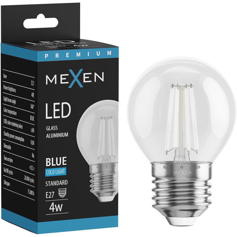 Mexen Vintis LED Filament Bulb E27, G45, 4W, 55 lm, blue - L156-E27-04XX-47