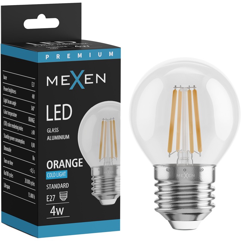 Mexen Vintis Filament LED Bulb E27, G45, 4W, 55 lm, orange - L156-E27-04XX-48