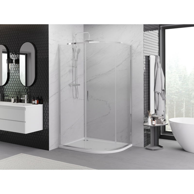 Mexen Exo asymmetric semicircular sliding shower cabin 120 x 80 cm, transparent, chrome - 8131-120-080-01-00