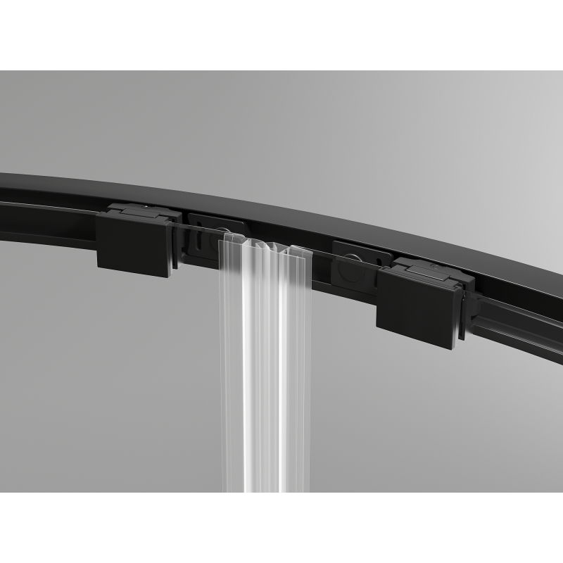 Mexen Exo asymmetrical semicircular sliding shower cabin 120 x 80 cm, transparent, black - 8132-120-080-70-00