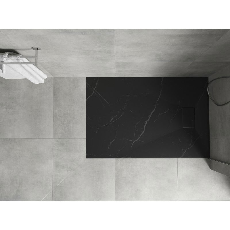 Mexen Hugo rectangular SMC shower tray 80 x 70 cm, black stone - 42757080