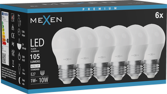 Mexen Nova 6x LED Bulb E27, G45, 1W, Neutral - 4000K, 105 lm - L101-E27-0140-01x06