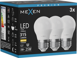 Mexen Nova 3x LED Bulb E27, G45, 3W, Warm - 3000K, 315 lm - L101-E27-0330-01x03