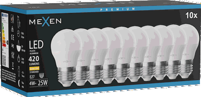Mexen Nova 10x LED Bulb E27, G45, 4W, Warm - 3000K, 420 lm - L101-E27-0430-01x10
