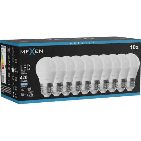 Mexen Nova 10x LED Bulb E27, G45, 4W, Cold - 6500K, 420 lm - L101-E27-0465-01x10