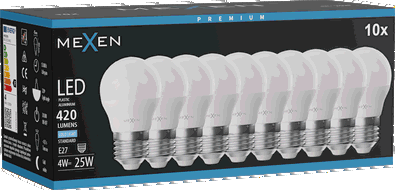 Mexen Nova 10x LED Bulb E27, G45, 4W, Cold - 6500K, 420 lm - L101-E27-0465-01x10