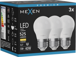 Mexen Nova 3x LED Bulb E27, G45, 5W, Warm - 3000K, 525 lm - L101-E27-0530-01x03