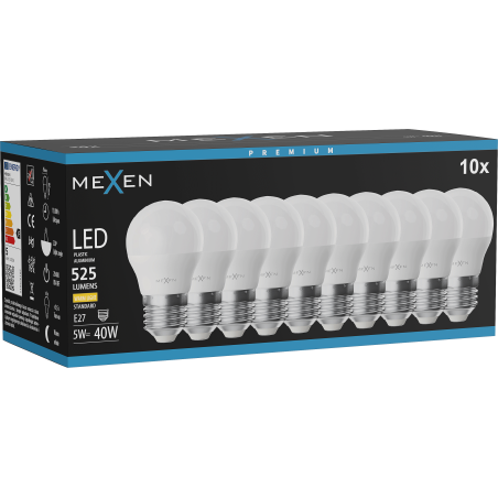 Mexen Nova 10x LED Bulb E27, G45, 5W, Warm - 3000K, 525 lm - L101-E27-0530-01x10