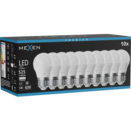 Mexen Nova 10x LED Bulb E27, G45, 5W, Neutral - 4000K, 525 lm - L101-E27-0540-01x10