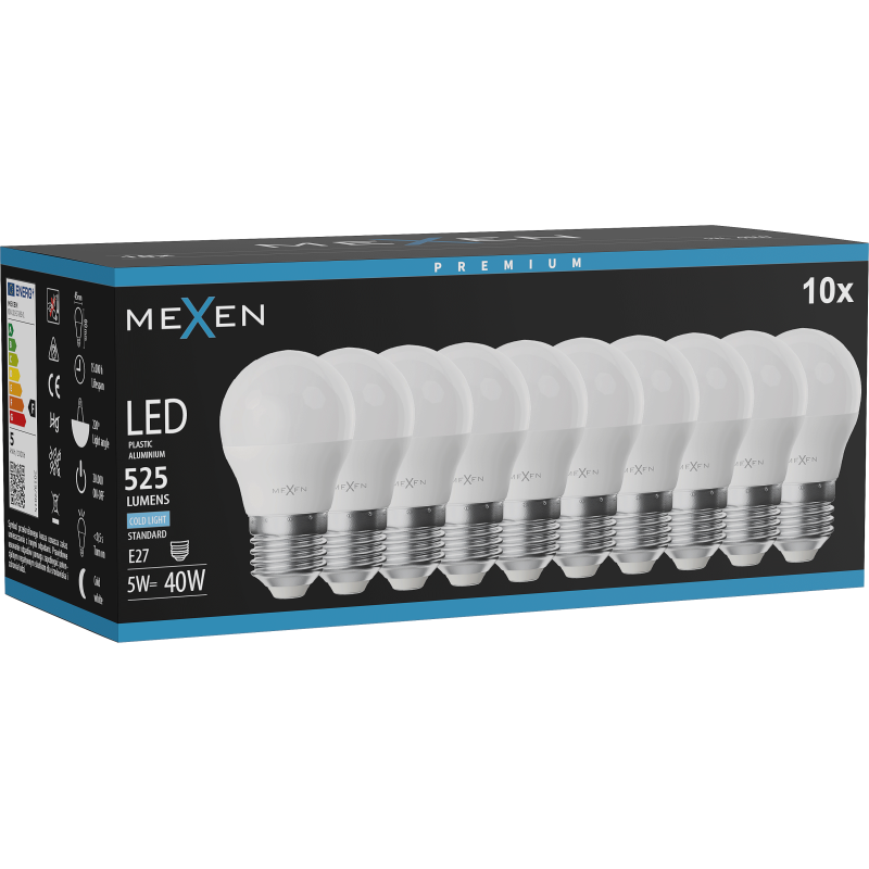 Mexen Nova 10x LED Bulb E27, G45, 5W, Cool - 6500K, 525 lm - L101-E27-0565-01x10