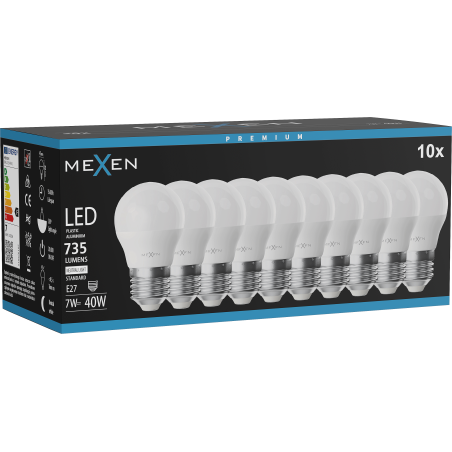 Mexen Nova 10x LED Bulb E27, G45, 7W, Neutral - 4000K, 735 lm - L101-E27-0740-01x10