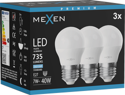 Mexen Nova 3x LED Bulb E27, G45, 7W, Cool - 6500K, 735 lm - L101-E27-0765-01x03
