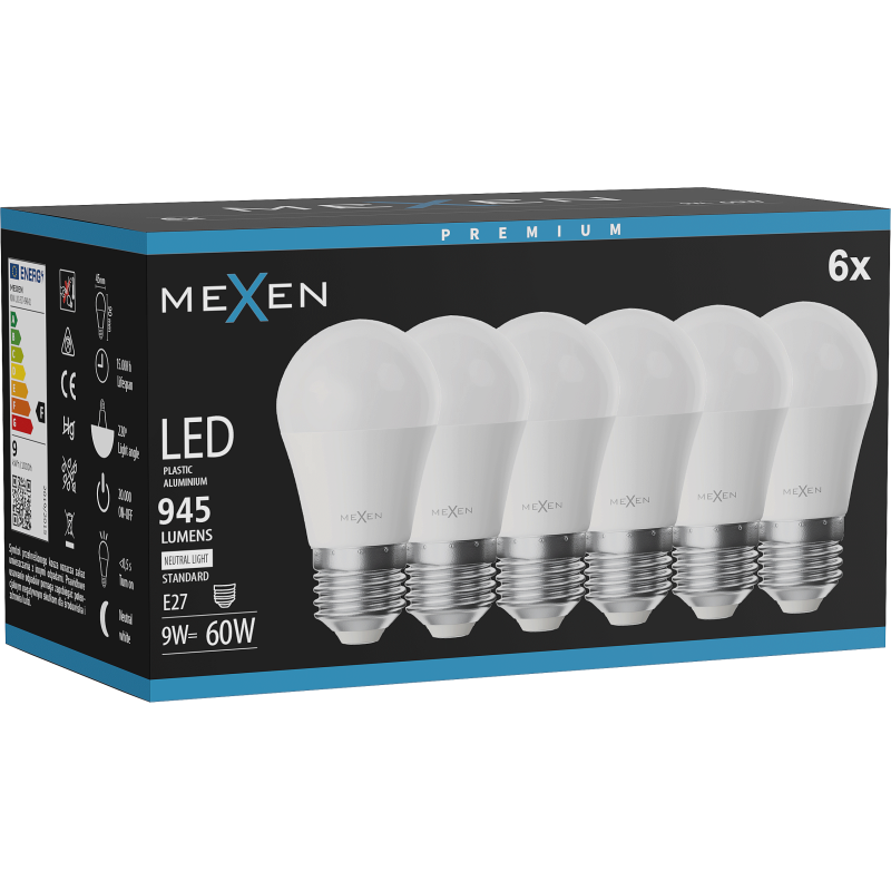Mexen Nova 6x LED Bulb E27, G45, 9W, Neutral - 4000K, 945 lm - L101-E27-0940-01x06