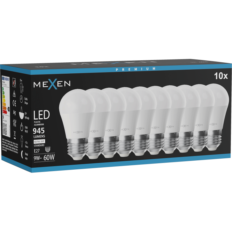 Mexen Nova 10x LED Bulb E27, G45, 9W, Neutral - 4000K, 945 lm - L101-E27-0940-01x10