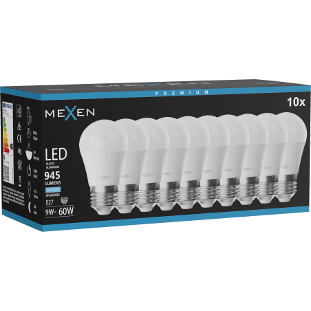 Mexen Nova 10x LED Bulb E27, G45, 9W, Cool - 6500K, 945 lm - L101-E27-0965-01x10