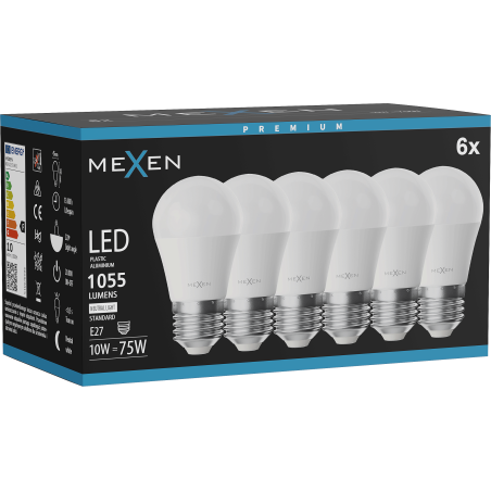 Mexen Nova 6x LED Bulb E27, G45, 10W, Neutral - 4000K, 1055 lm - L101-E27-1040-01x06