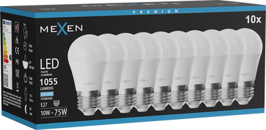 Mexen Nova 10x LED Bulb E27, G45, 10W, Cool - 6500K, 1055 lm - L101-E27-1065-01x10