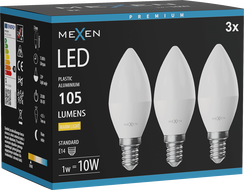 Mexen Nova 3x LED Bulb E14, C37, 1W, Neutral - 4000K, 105 lm - L102-E14-0140-01x03