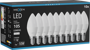Mexen Nova 10x LED Bulb E14, C37, 1W, Neutral - 4000K, 105 lm - L102-E14-0140-01x10