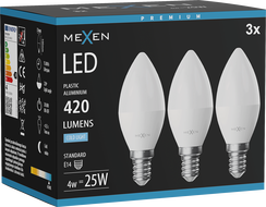 Mexen Nova 3x LED bulb E14, C37, 4W, Cold - 6500K, 420 lm - L102-E14-0465-01x03