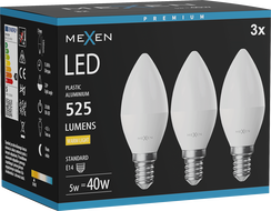 Mexen Nova 3x LED Bulb E14, C37, 5W, Warm - 3000K, 525 lm - L102-E14-0530-01x03
