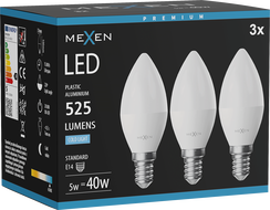 Mexen Nova 3x LED Bulb E14, C37, 5W, Cool - 6500K, 525 lm - L102-E14-0565-01x03