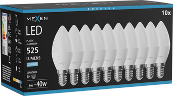 Mexen Nova 10x LED Bulb E14, C37, 5W, Cool - 6500K, 525 lm - L102-E14-0565-01x10