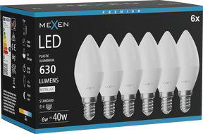 Mexen Nova 6x LED Bulb E14, C37, 6W, Neutral - 4000K, 630 lm - L102-E14-0640-01x06