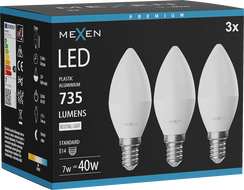 Mexen Nova 3x LED Bulb E14, C37, 7W, Neutral - 4000K, 735 lm - L102-E14-0740-01x03