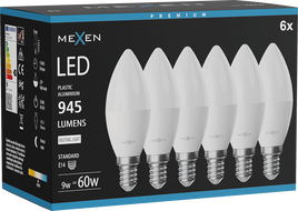 Mexen Nova 6x LED Bulb E14, C37, 9W, Neutral - 4000K, 945 lm - L102-E14-0940-01x06