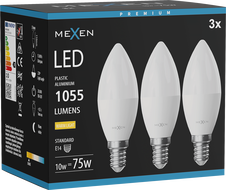 Mexen Nova 3x LED Bulb E14, C37, 10W, Warm - 3000K, 1055 lm - L102-E14-1030-01x03