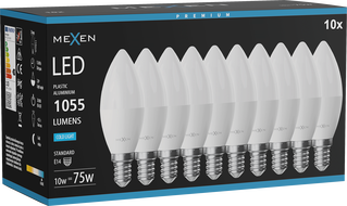 Mexen Nova 10x LED Bulb E14, C37, 10W, Cool - 6500K, 1055 lm - L102-E14-1065-01x10