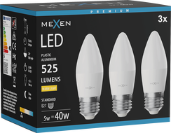 Mexen Nova 3x LED Bulb E27, C37, 5W, Warm - 3000K, 525 lm - L102-E27-0530-01x03