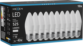 Mexen Nova 10x LED Bulb E27, C37, 5W, Neutral - 4000K, 525 lm - L102-E27-0540-01x10