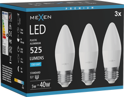 Mexen Nova 3x LED Bulb E27, C37, 5W, Cold - 6500K, 525 lm - L102-E27-0565-01x03