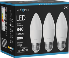 Mexen Nova 3x LED Bulb E27, C37, 8W, Neutral - 4000K, 840 lm - L102-E27-0840-01x03