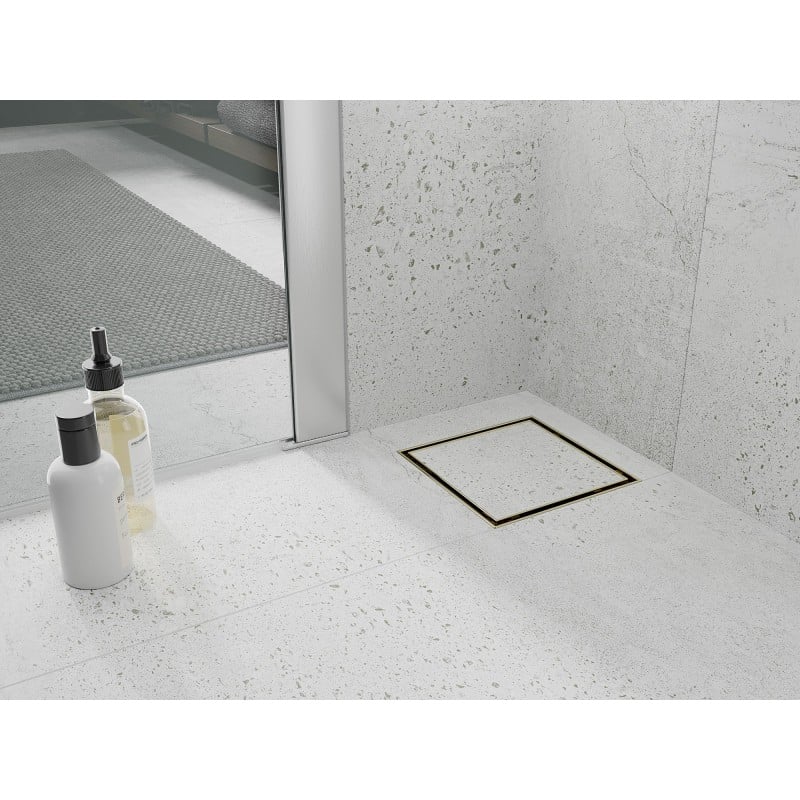 Mexen Flat-Q M13 square floor drain 12 x 12 cm, gold - 1510012