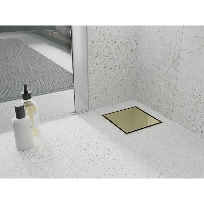 Mexen Flat-Q M13 square floor drain 15 x 15 cm, gold - 1510015