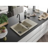 Mexen Gaspar 1.5-Bowl Granite Sink with Drainer 737 x 475 mm, Beige, Black Syphon - 6507731505-69-B