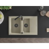 Mexen Gaspar 1.5-Bowl Granite Sink with Drainer 737 x 475 mm, Beige, Black Syphon - 6507731505-69-B