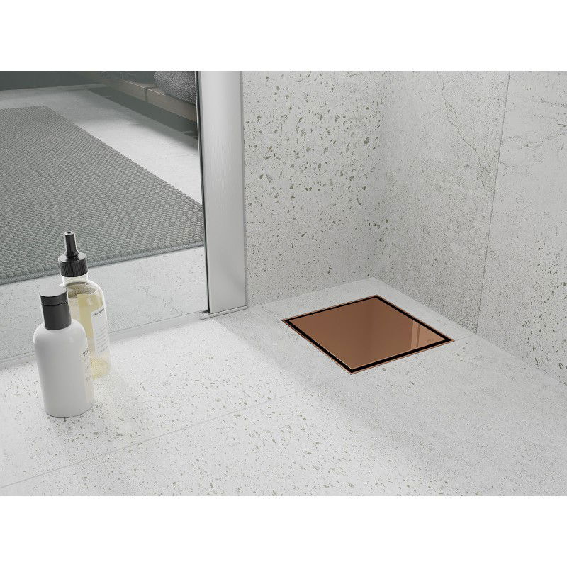 Mexen Flat-Q M13 Floor Drain Square 15 x 15 cm, Rose Gold - 1610015