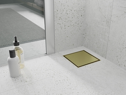 Mexen Flat-Q M13 Square Floor Drain 15 x 15 cm, Brushed Gold - 1A10015