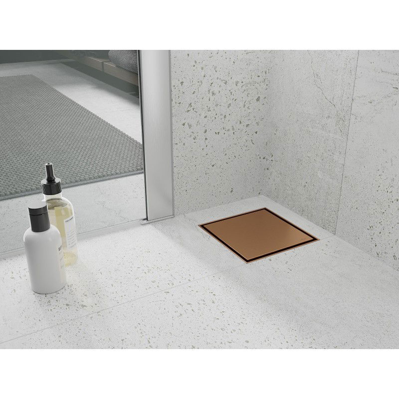 Mexen Flat-Q M13 Floor Drain Square 12 x 12 cm, Brushed Copper - 1C10012