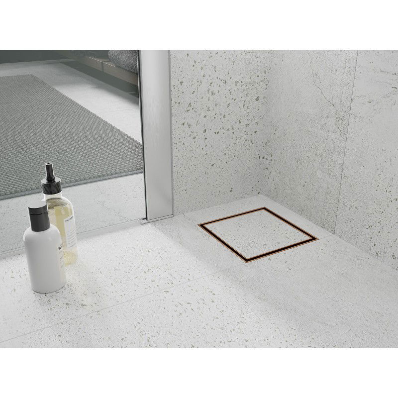 Mexen Flat-Q M13 square floor drain 15 x 15 cm, brushed copper - 1C10015