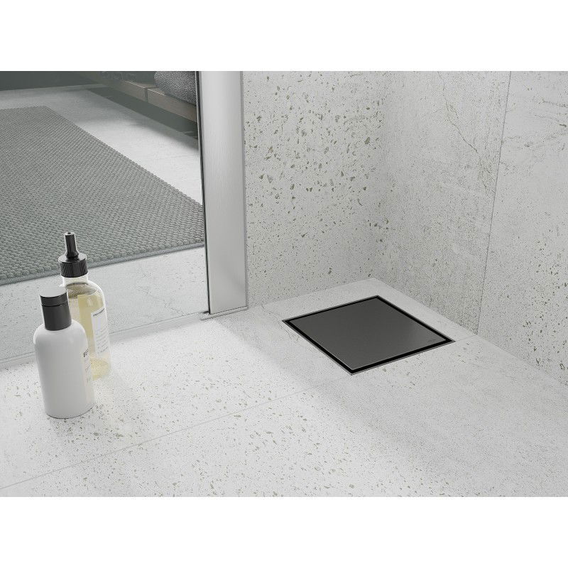 Mexen Flat-Q M13 floor drain square 12 x 12 cm, brushed gun gray - 1E10012